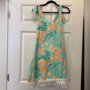 Kenny Flowers Tropical Mini Dress - Green and Orange